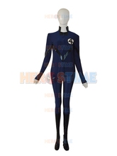 Azul marinho & preto zíper frontal fantástico quatro traje de super-herói halloween zentai terno venda quente frete grátis 2024 - compre barato