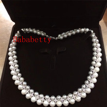 Collar de perlas de agua dulce, 2 filas naturales AA, 8-10mm, blanco y gris, novedad, venta al por mayor 2024 - compra barato