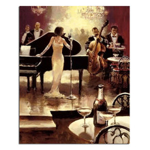 Dinner Music-pintura de diamantes para trabajos de bricolaje, bordado de punto de cruz 3D de 50x40cm, 100% área completa, punto de cruz 2024 - compra barato