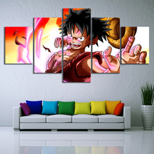 Prints Painting Poster Wall Art Canvas 5 Panel Luffy Second Gear One Piece Anime Cartoon Pictures Home Living Room Decoration 2024 - buy cheap