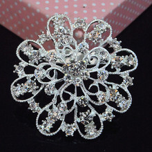 Silver Tone Clear Diamante Crystal Floral Pin Brooch Wedding Woman Broaches Luxury Jewelry For Girls 2024 - buy cheap