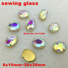 Crystal AB Color Sew On Crystal Oval Fancy Stone With GoldClaw Setting 8X10mm10x14mm,13x18mm,18x25mm,20x30mm For Jewelry,garment 2024 - buy cheap