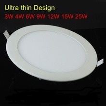 Luminária embutida de teto em led, 3w, 6w, 9w, 12w, 15w, 25w, 1800 lúmens, para painel redondo, lâmpada de painel + drivers