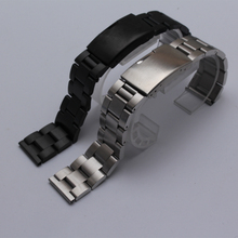 Prata preto aço inoxidável pulseiras cinta 20mm 22mm relógios de pulso pulseira acessórios matte folding fivela fecho implantação 2024 - compre barato