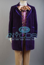 1971 г., фабрика «Чарли и шоколад», фиолетовая Униформа Джонни Депп Вилли Вонка, пальто для мужчин, костюм для косплея на Хэллоуин 2024 - купить недорого