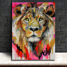 Arte abstrata de parede de animal goodecoração, pintura a óleo de leão, tela de cartaz, arte de decoração para sala de estar, quarto, imagens de parede 2024 - compre barato