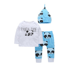 Children Baby Boys Infant Newborn Kids Clothing Set 2018 Cute Fashion 3pcs Panda-Tude Hat+Long Sleeve+Pants Bodysuits Outfits 2024 - buy cheap