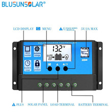 Controlador de carga Solar automático 10a/20A/30A 12V 24V controlador de carga Solar PWM con Panel LCD Solar regulador PV hogar 2024 - compra barato