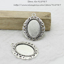 Sweet Bell  Free Shipping 20pcs/lot Antique silver Tone Oval filigree Frame Cameo Settings 30*38mm (Fit 18*25mm) 6C1029 2024 - buy cheap