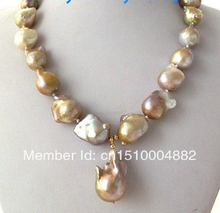Free shipping  Natural WHITE Unusual Keshi Keishi Baroque Pearl Necklace&Pendant 2024 - buy cheap
