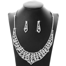 MINHIN Silver Color Crystal Bridal Jewelry Sets Brilliant Choker Necklace Earrings Wedding Jewelry For Women Wholesale Sets 2024 - buy cheap