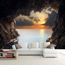 Custom Photo Wallpaper 3D Stereoscopic Cave Seascape Sunrise TV Background Modern Mural Wallpaper Living Room Bedroom Wall Art 2024 - buy cheap