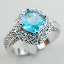 Simulated Aquamarine White Crystal Zircon Women 925 Sterling Silver Ring F900 Size 5 6 7 8 9 2024 - buy cheap