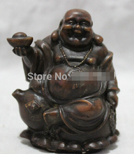 Frete rápido: estátua de cabaça de buda maitreya risonha da yuanbao em bronze chinês para coleta 2024 - compre barato
