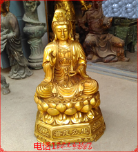 Escultura artística de latón de 51CM, gran salón de casa, tienda, bendición efectiva, Talismán, budista, Guanyin, PUSA, Buda 2024 - compra barato