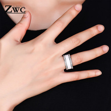 ZWC модные горячие очаровательные Кристальные широкие обручальные кольца для женщин и девочек высокое качество роскошные кольца ювелирные изделия подарок оптовая продажа 2024 - купить недорого
