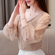 Blusas y Tops de mujer Blusa de gasa de encaje Streetwear camisas de manga larga ropa de moda coreana Blusas femeninas Elegante 2024 - compra barato