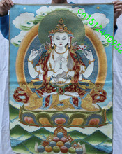 Pintura de Buda Chenrezig de 4 brazos, bordado de seda, folklórico de China, 36 pulgadas, Mural de Thangka 2024 - compra barato