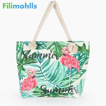 Hot Sale Flamingo Printed Casual Bag Women Canvas Beach Bags High Quality Female Single Shoulder Handbags Ladies Tote S1732 2024 - buy cheap