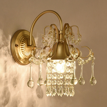 Lámpara de pared de cristal superior de lujo, candelabro de pared dorada para dormitorio, candelabro de pared de salón, luz de cristal 2024 - compra barato