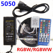 Светодиодная лента RGBCW /RGBWW 5050 SMD, водонепроницаемая, 12 В/24 В постоянного тока, 5 м, 300 светодиодов, гибкая, RGBW, 40 клавиш, ИК-пульт дистанционного управления, адаптер питания 12 В/24 В 2024 - купить недорого