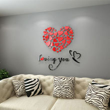 Adesivo 3d espelho amor parede, espelho amor corações adesivo diy removível quarto decalque parede etiqueta parede 2024 - compre barato
