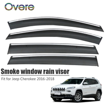 Overe 4 pçs/1 conjunto janela de fumaça chuva viseira para jeep cherokee 2016 2017 2018 estilo abs toldos abrigos guarda acessórios do carro 2024 - compre barato