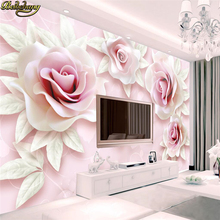 Beibehang-papel tapiz personalizado, pegatinas de pared de gran mural, fresco y simple, 3d en relieve, rosa, 3D, Fondo de TV, papel de pared 2024 - compra barato