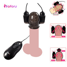 Male Sex Toy Penis Massager Vibrating Ring Delay Lasting Trainer with Caps Male Masturbator Glans Vibration Vibrator for Man 2024 - buy cheap
