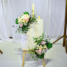 Guirnalda de flores de 60x60cm para boda, cartel de bienvenida de simulación Floral, decoración de guía creativa para Hotel, accesorios de fotografía, puerta de casa 2024 - compra barato