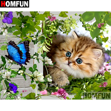 HOMFUN 5D DIY Diamond Painting Full Square/Round Drill "Animal cat" 3D Embroidery Cross Stitch gift Home Decor A00315 2024 - buy cheap