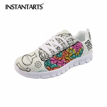 INSTANTARTS Women Sneakers Cartoon Parmacy Print Breathable Lace Up Walk Flat Shoes Zapatilla Mujer Lady Casual Air Mesh Sneaker 2024 - buy cheap