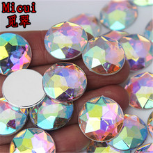 Micui 50pcs 20mm Round Chamfer Acrylic Rhinestones Flatback Glue On Gems Strass Crystal Stone Clothes Dress Craft ZZ751 2024 - buy cheap