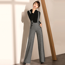Jumpsuits Women Rompers 70% Wool Blended Fabric Pockets Button Decoration Full Length Wide Leg Classic Design New Fashion 2018 2024 - buy cheap