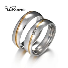 UZone Romantic Cubic Zirconia Couple Rings Stainless Steel Line 6mm Wedding Band Rings Best Gift Anillos Jewerly 2024 - buy cheap