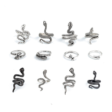 Кольцо для женщин и мужчин, 1 пара, европейский стиль, панк, черный, серебристый цвет, маленькая змея, кольцо на палец, ювелирных изделий, R158-6 2024 - купить недорого
