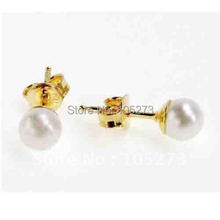 4MM White Freshwater Pearl Earring Girls Kids Baby Classic Stud Fashion Earring New Free Shipping FN607 2024 - buy cheap