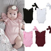 Macacão de algodão com babados para bebês meninas, conjunto de roupas com 2 peças para bebês recém-nascidos, roupa para verão 2024 - compre barato