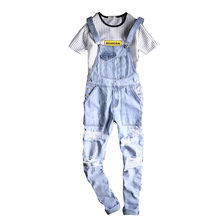 2018 New Fashion Brand tide Hip-hop jeans Male Spring Summer Overalls Light Hole jeans Feet Big Pocket pants Size A-3XL 4XL 5XL 2024 - buy cheap