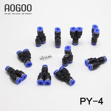 10pcs/lot 1 Touch Plastic Hose 3 Way Y Type Pneumatic Air Fitting 4mm Quick Tube connector Pipe Three Joint PY-4 2024 - buy cheap