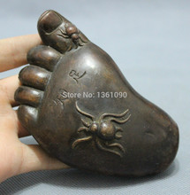 Xd 001132 escultura de arte de budismo chinês em bronze, estátua de pés de buda com 2 aranha 2024 - compre barato