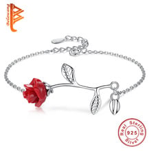 Pulseira de prata esterlina 925, 5 peças por atacado folha escuro vermelho rosa charme pulseira para mulheres assessoria joias 2024 - compre barato