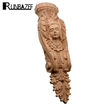 RUNBAZEF Character Exquisite Classic Rubber Wood Carved Applique Furniture Natural Decal Color Home Decoration Accessories 2024 - buy cheap