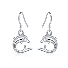 Genuine Jewelry Cute Dolphin Love Animal Drop Earrings for Women  Jewelry Silver Plated Women Girls Bijoux Brincos Dangles 2024 - buy cheap