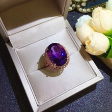 Amethyst ring Free shipping Natural real amethyst 925 sterling silver Fine jewelry  13*18mm 2024 - buy cheap