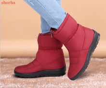 Новинка 2018, зимние теплые водонепроницаемые женские ботинки, обувь для мам, повседневные осенне-зимние ботинки из хлопка, женские ботинки больших размеров 35-42 2024 - купить недорого