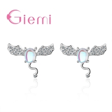 Unique Funny Cute Bat Shape Exquisite Compact 925 Sterling Silver Cubic Zirconia Stud Earrings Gift Women Girls Jewelry Crystal 2024 - buy cheap