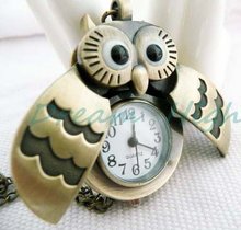 New Arrival  pocket watch Fashion Owl Necklace Vintage Chain Necklace Bronze 12pcs/lot Pormotional Gift Free Shipping 2024 - buy cheap
