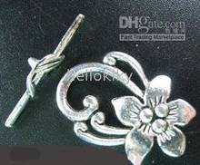 90 SETS Tibetan silver Metal flower toggle clasps A677 2024 - buy cheap
