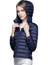 Зимняя женская куртка-пуховик, ультралегкий пуховик на утином пуху, Женская куртка с капюшоном, теплое пальто, парка, Женская однотонная верхняя одежда, куртка 2024 - купить недорого